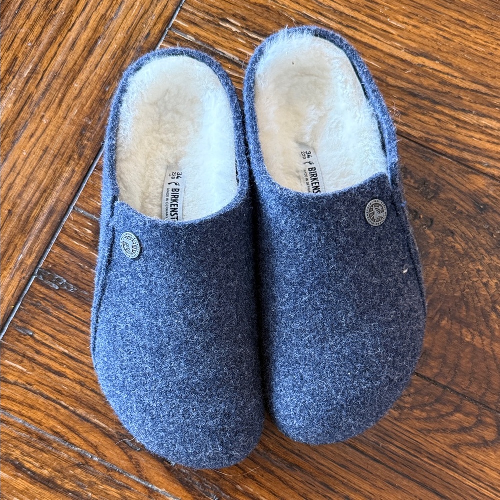 Birkenstock Zermatt Rivet PS Kids Charcoal Wool Slippers unisex size 34 or 3
